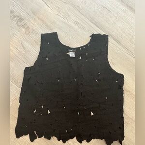 Rue 21 black floral lace crop top size large